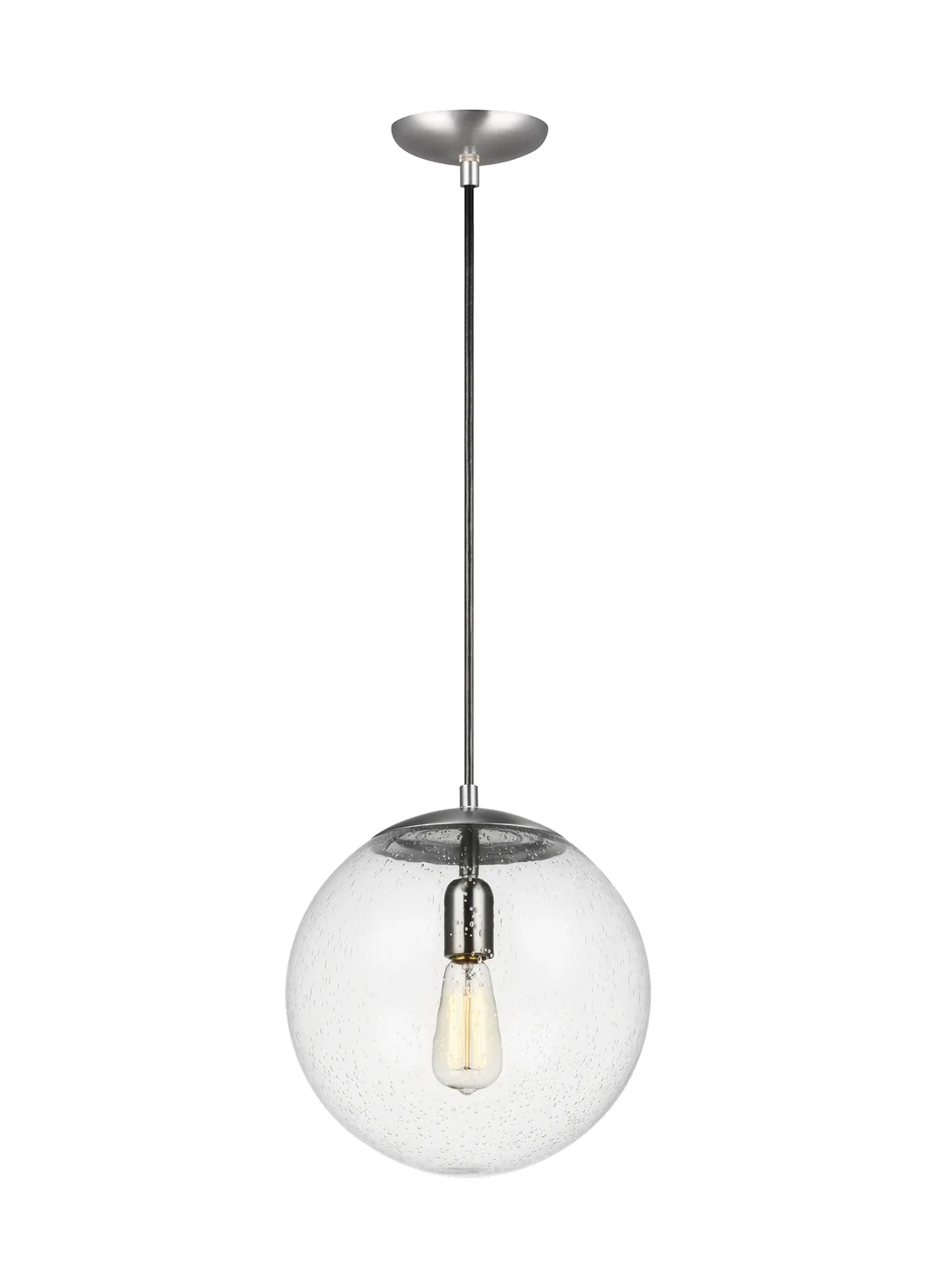 Leo Hanging Globe One Light Pendant in Satin Aluminum