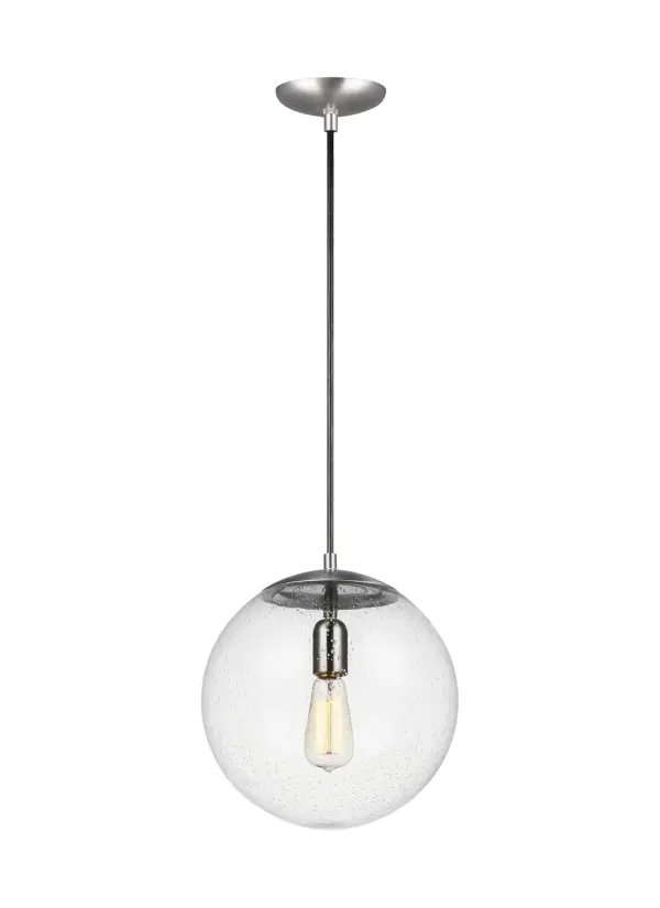 Leo Hanging Globe One Light Pendant in Satin Aluminum