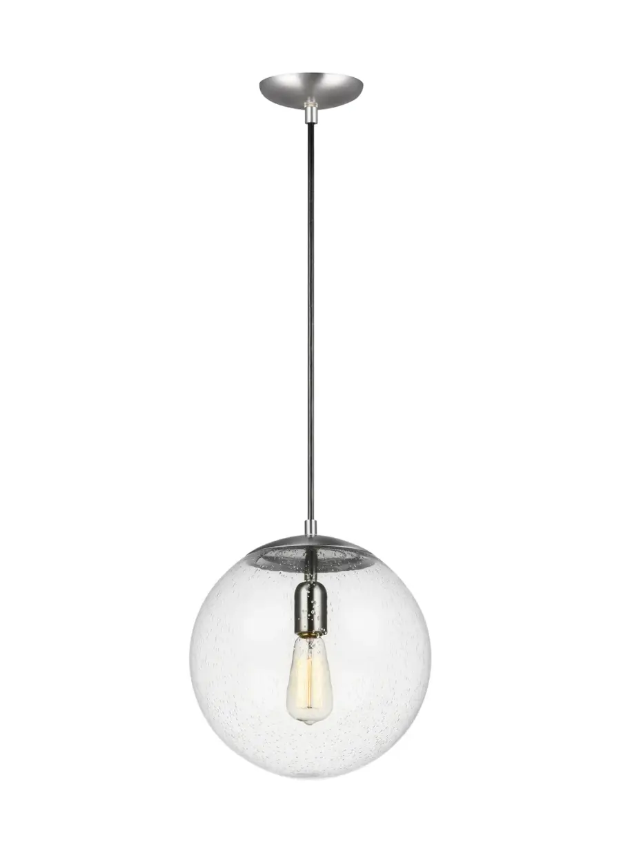 Leo Hanging Globe One Light Pendant in Satin Aluminum