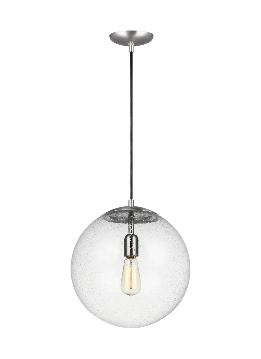 Leo Hanging Globe Pendant in Satin Aluminum