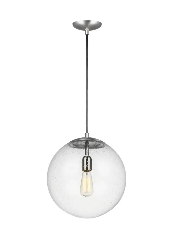 Leo Hanging Globe Pendant in Satin Aluminum
