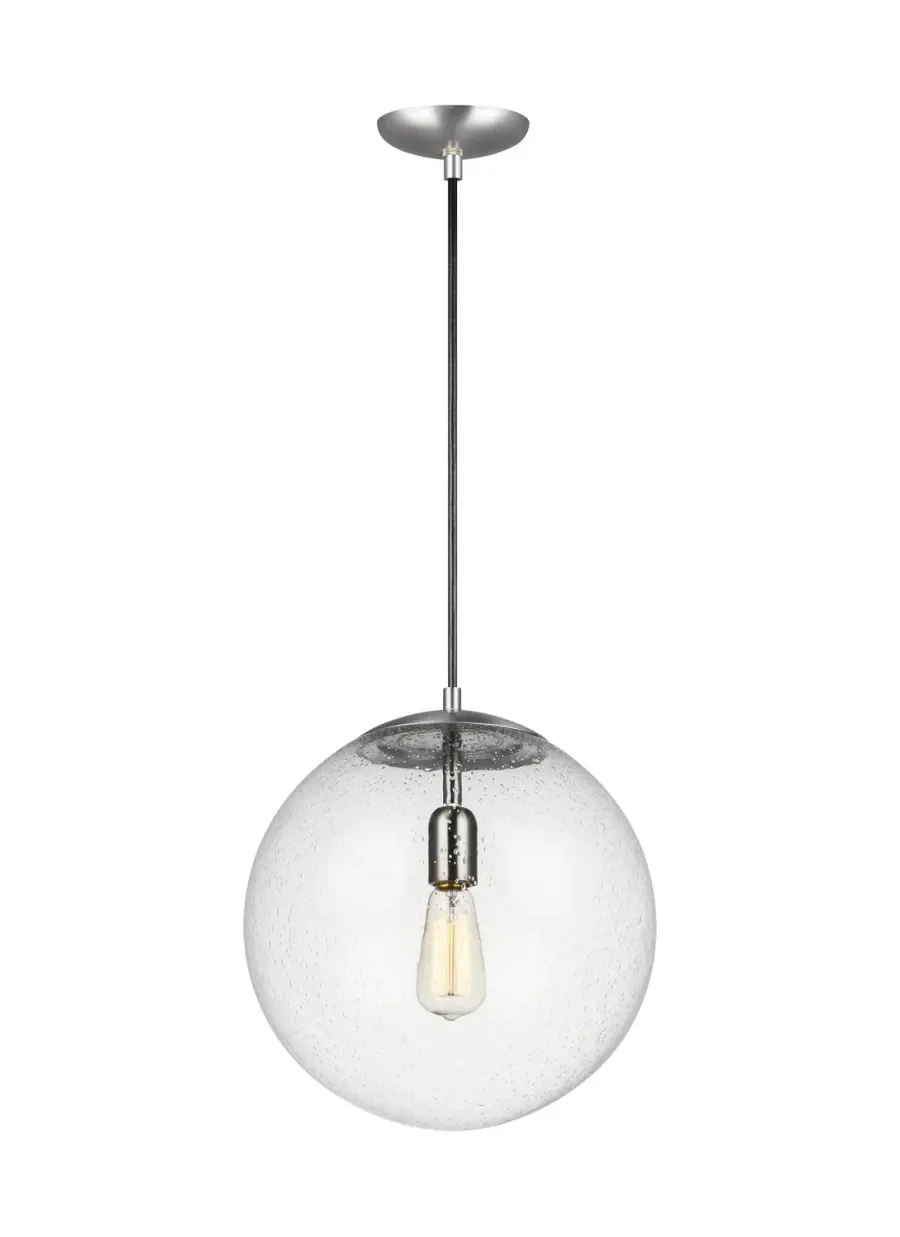 Leo Hanging Globe Pendant in Satin Aluminum