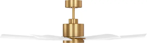 The Flera Smart 52" combines contemporary style with advanced functionality. App-controlled with 6-speed settings and integrated LED lighting, it delivers both cooling comfort and ambient illumination in a refined brass finish. - alternate view