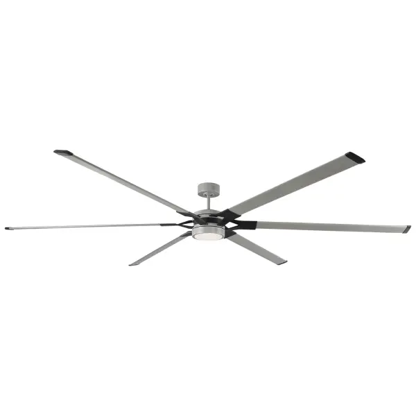 The Loft 96" ceiling fan by Sean Lavin combines industrial design with exceptional performance. Its unique split-blade design, two-tone finish, and powerful DC motor deliver 13,634 CFM while using minimal electricity. Perfect for large spaces.