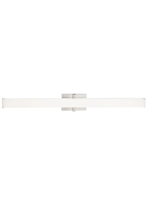 The Ellis 36" bath vanity light combines clean contemporary design with practical functionality. Its three-sided light distribution ensures even illumination for vanity tasks, while die-cast metal end-caps add sophisticated detail.