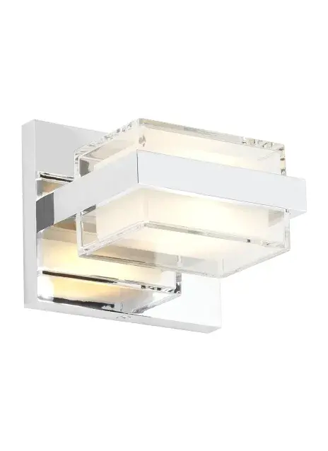 The Kamden LED bath sconce delivers contemporary style with its ultra-clean square acrylic shades and polished chrome finish. Integrated LEDs provide excellent light output in both directions, perfect for task lighting in bathrooms and hallways.
