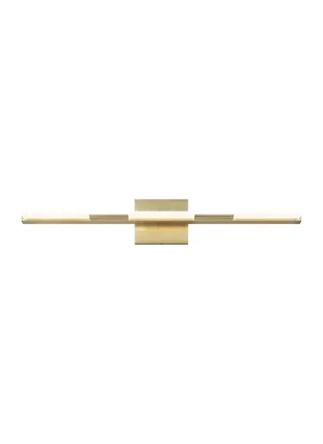The Tris bath bar by Sean Lavin combines minimalist geometric design with cutting-edge LED light guide technology. Its frosted acrylic panels illuminate evenly across the surface, providing excellent vanity lighting in a sleek 25-inch profile.