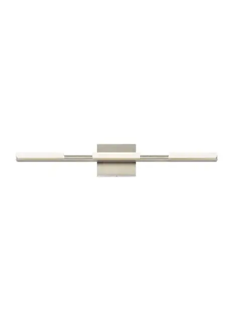 The Tris bath bar by Sean Lavin delivers contemporary minimalism with innovative LED light guide technology that creates uniform illumination across frosted acrylic panels. ADA and Title 24 compliant with damp rating.