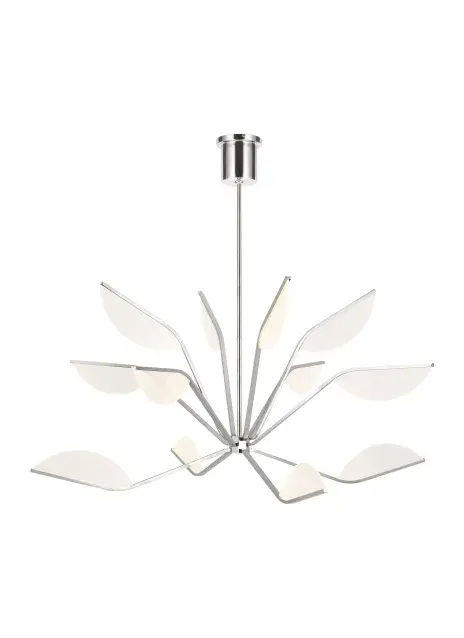 The Belterra chandelier brings organic elegance to modern spaces with its lotus flower-inspired petal-shaped LED light guides. Designer Sean Lavin's minimal frame and graceful stem-work create visual interest both on and off.