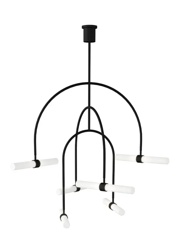 Calumn 6-Light LED Chandelier in Nightshade Black