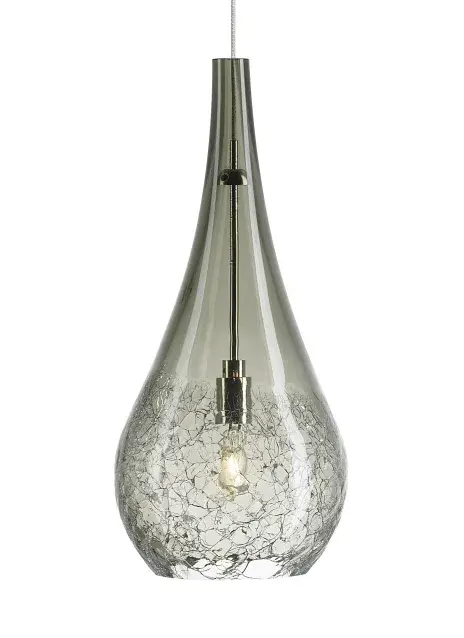 The Seguro Pendant by Sean Lavin combines contemporary elegance with artisanal detail. Its smoke-colored glass body features a unique crackle texture on the lower third, creating visual interest and beautiful light diffusion. Compact yet striking, it's perfect for task lighting or creating custom multi-pendant installations.