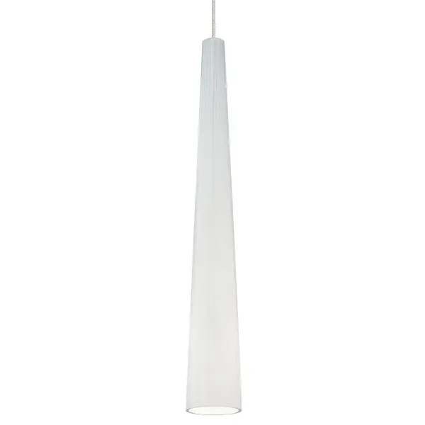 The Zenith pendant combines sculptural glass with practical task lighting in a compact 3-inch profile. Its vertical stringers create visual depth while the integrated LED delivers focused illumination ideal for countertops and nightstands.