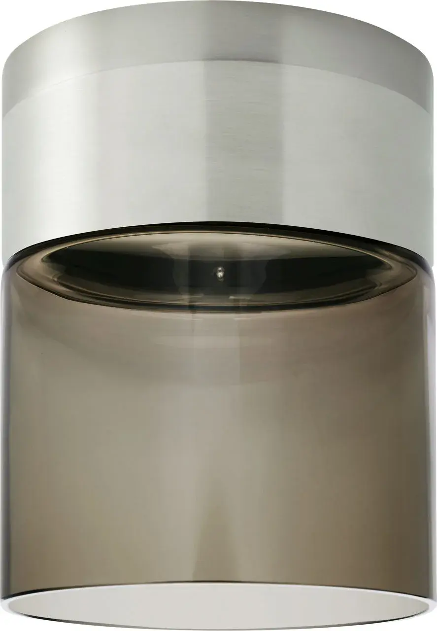 Manette Small Flush Mount in Satin Nickel with Transparent Smoke Glass - Image 1