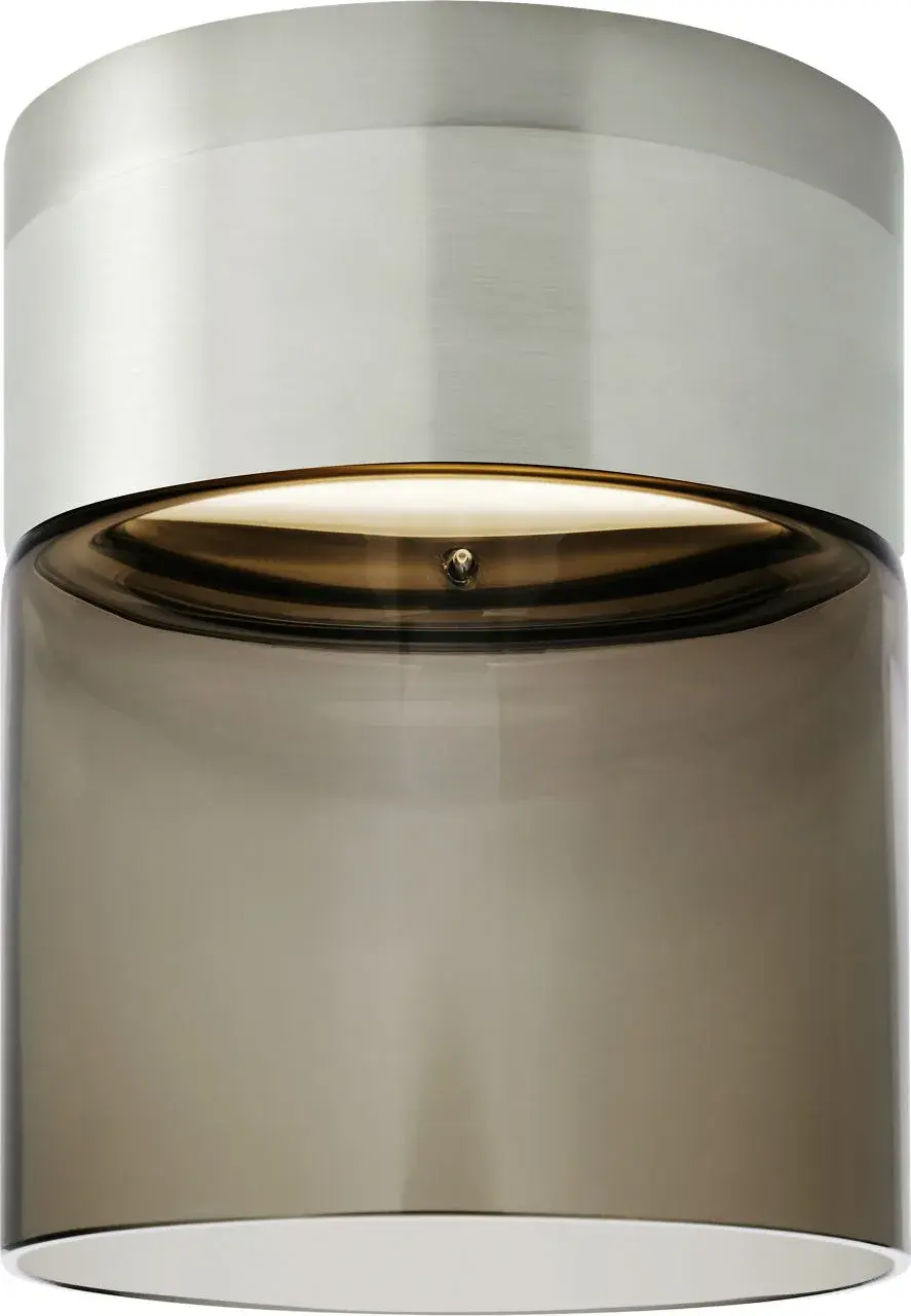 Manette Small Flush Mount in Satin Nickel with Transparent Smoke Glass - Image 2