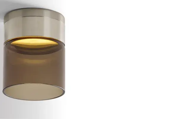 Manette Small Flush Mount in Satin Nickel with Transparent Smoke Glass - Image 7