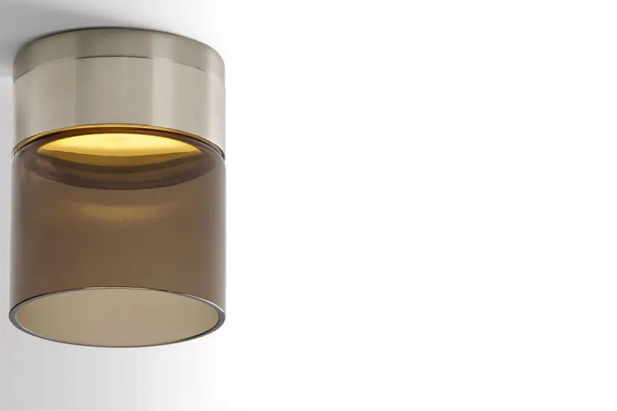 Manette Small Flush Mount in Satin Nickel with Transparent Smoke Glass - Image 7