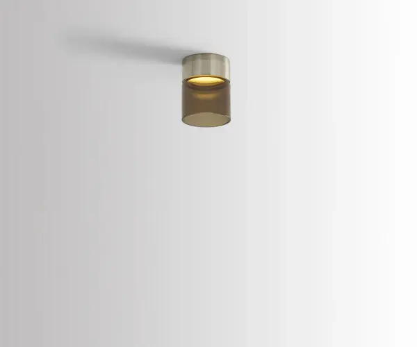Manette Small Flush Mount in Satin Nickel with Transparent Smoke Glass - Image 8