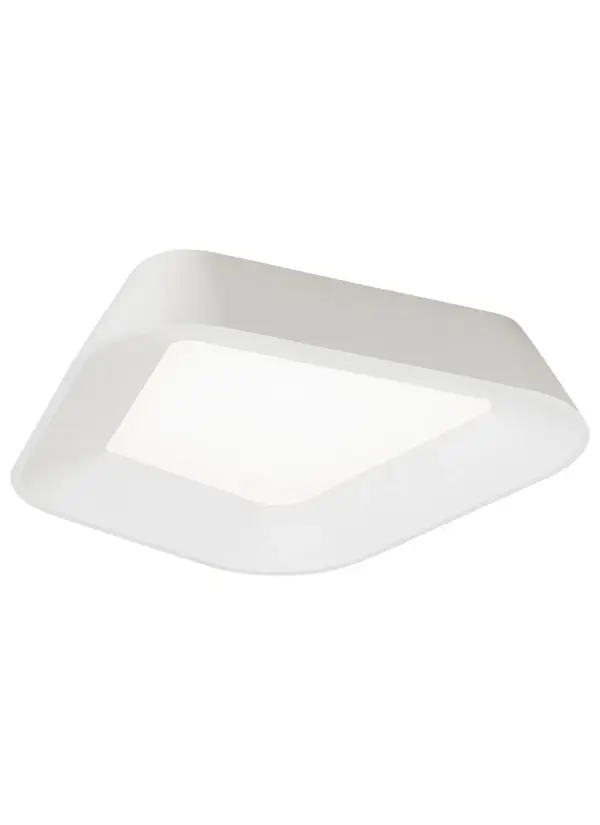 The Rhonan by Sean Lavin delivers modern sophistication with its distinctive asymmetric stamped metal shade and rough cast texture. The integrated LED provides excellent light output while the compact profile works beautifully in spaces with lower ceilings.