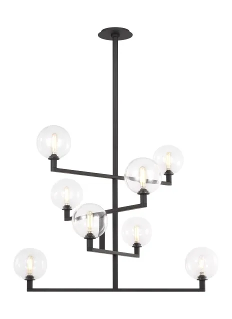 Gambit Eight Light Chandelier in Nightshade Black
