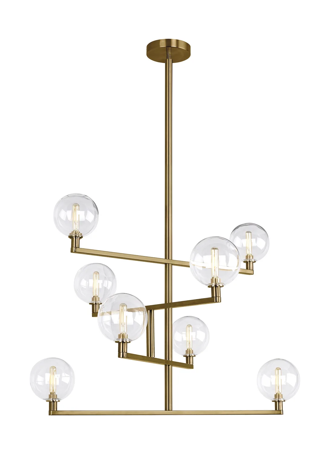 Gambit Eight Light Chandelier in Aged Brass