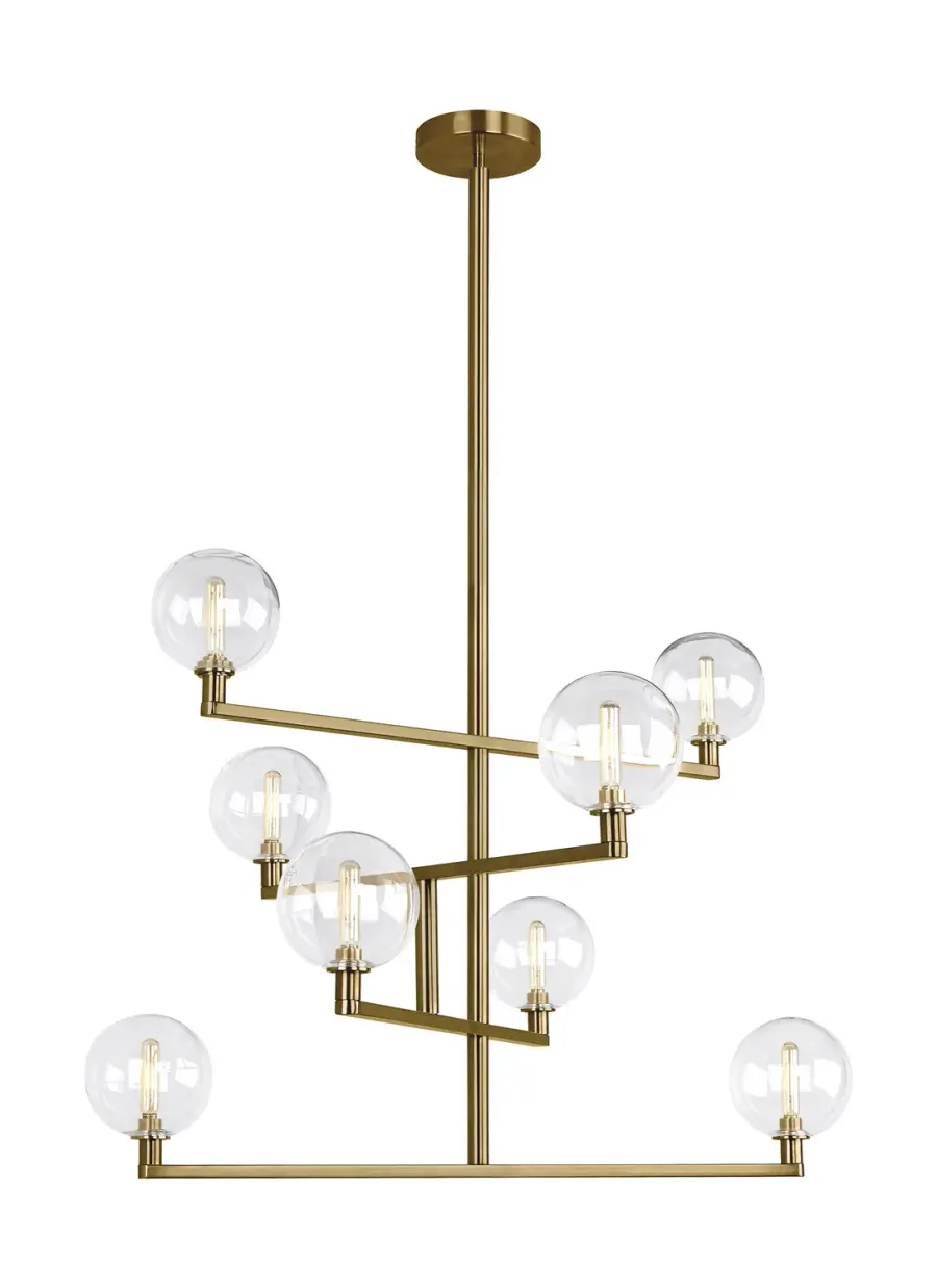 Gambit Eight Light Chandelier in Aged Brass