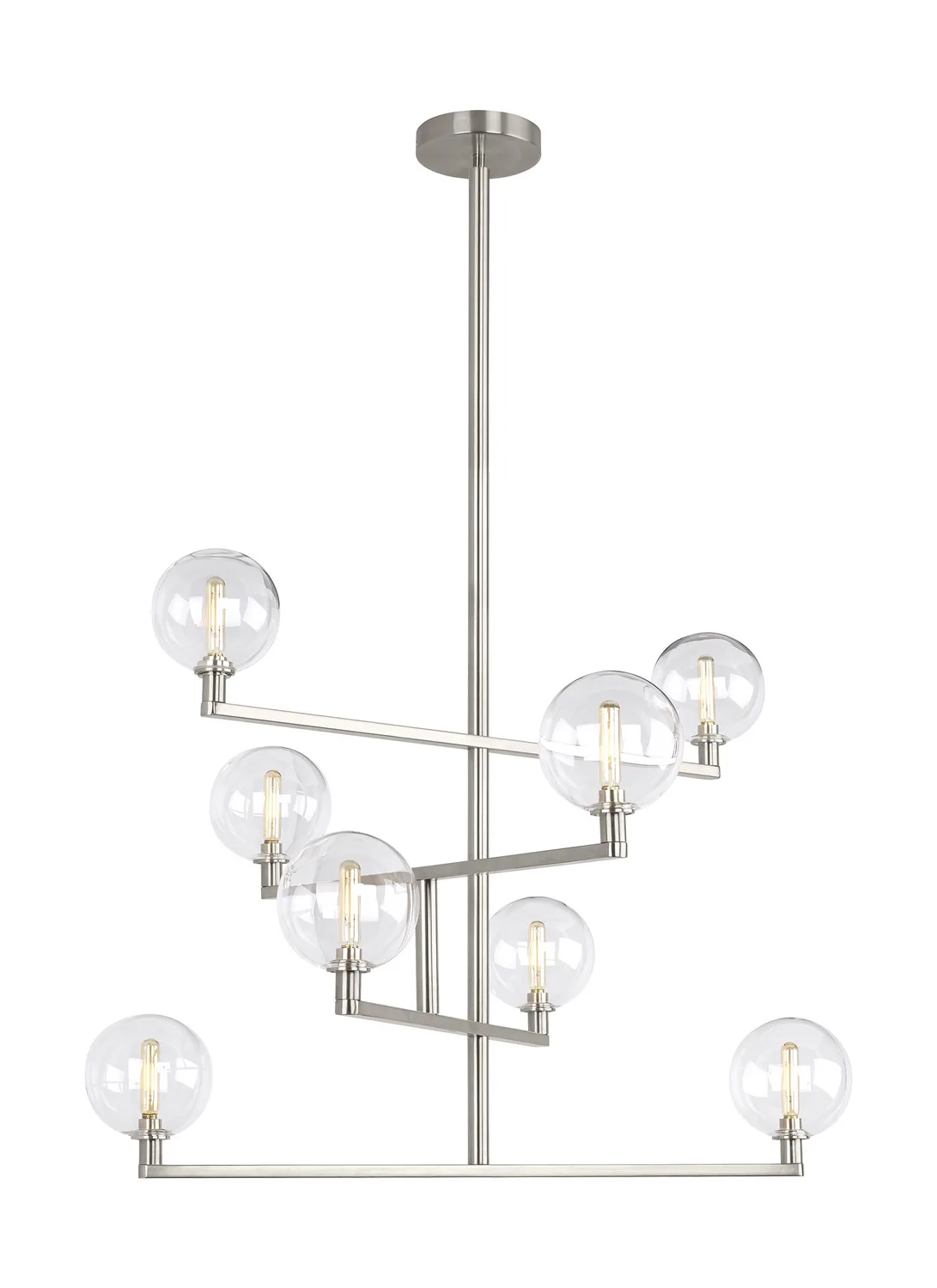 Gambit Eight Light Chandelier in Satin Nickel