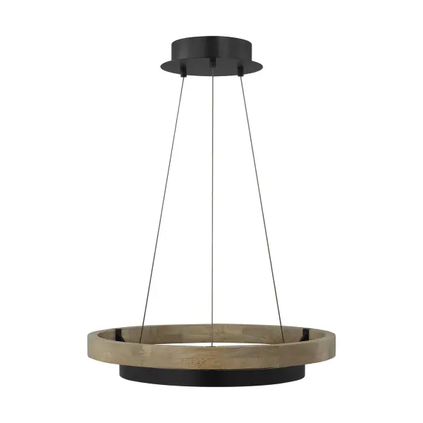 The Grace Chandelier combines contemporary metal rings with organic weathered oak for a sophisticated look. Integrated LED technology provides efficient, dimmable illumination with excellent color rendering. Perfect for modern spaces seeking warmth.