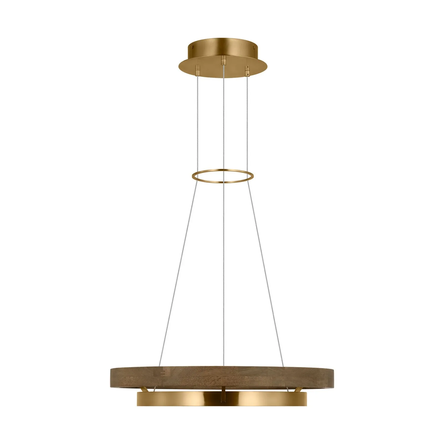 Grace LED Chandelier in Natural Brass with Weathered Oak