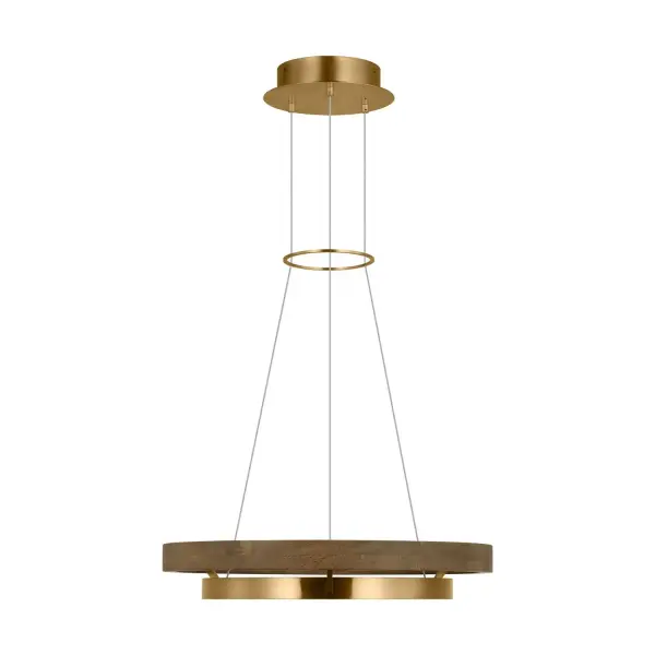 Grace LED Chandelier in Natural Brass with Weathered Oak