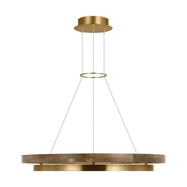 Grace LED Chandelier in Natural Brass with Weathered Oak