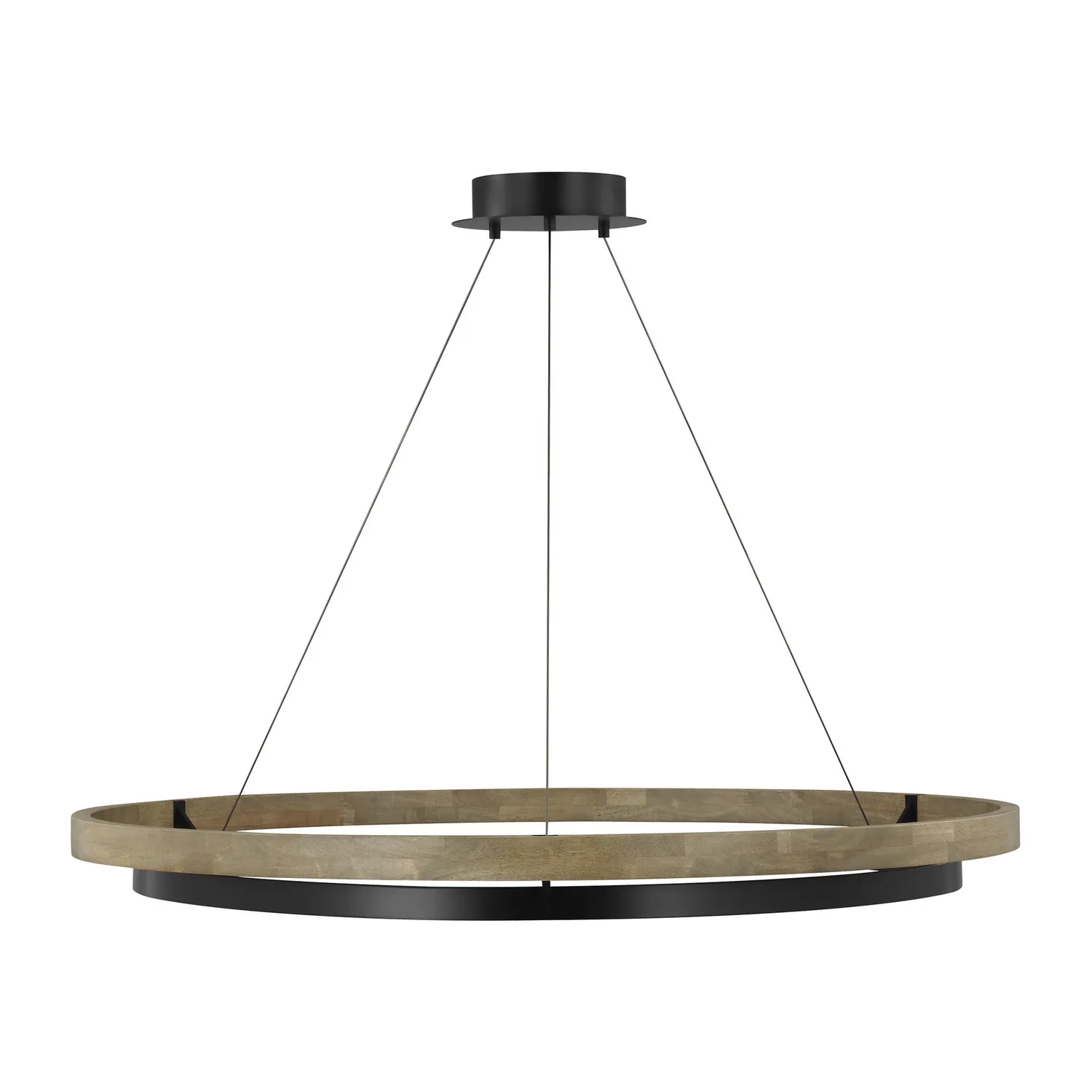 Grace LED Chandelier in Matte Black/Weathered Oak Wood