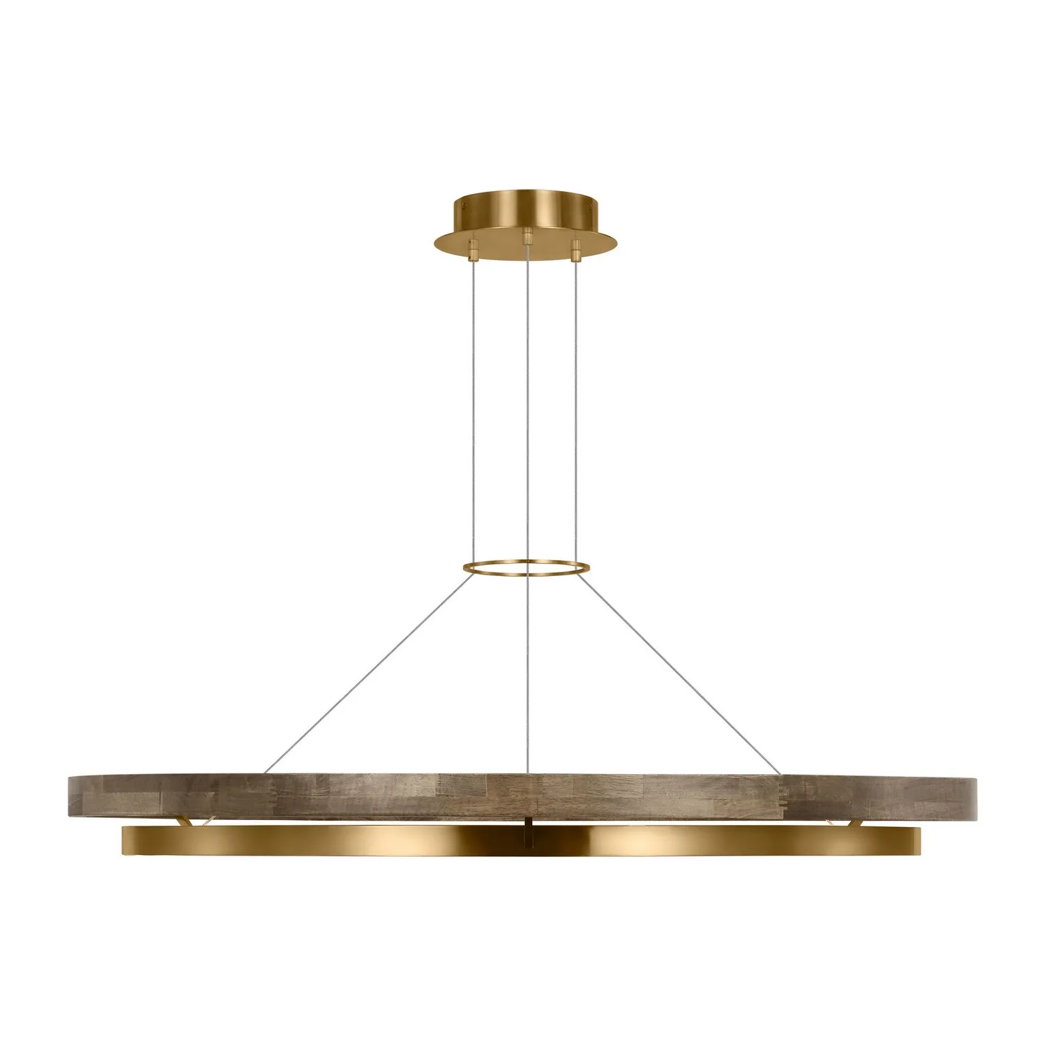 Grace 48" LED Chandelier in Natural Brass with Weathered Oak