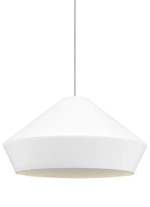 The Brummel pendant by Sean Lavin delivers mid-century modern sophistication with its spun metal shade and sharp geometric lines. Compact at 10.5" diameter, it's ideal for smaller spaces needing focused task lighting or ambient glow.