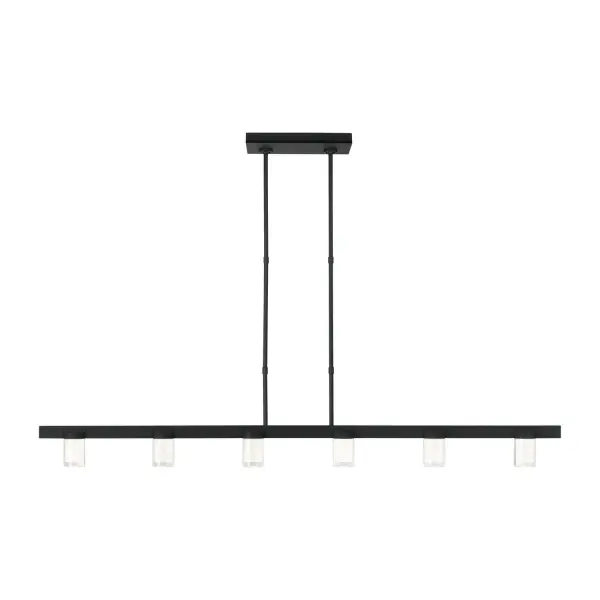 Kelly Wearstler's Esfera brings museum-quality design to residential and commercial spaces. The 60-inch linear form features six cylindrical crystal prisms that create dimensional light play against refined black metalwork.