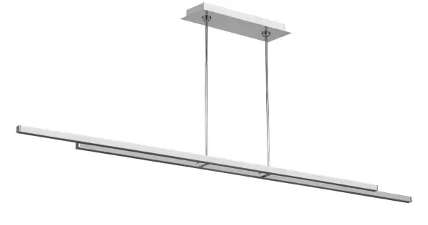 Mick De Giulio's Stagger 2 brings dramatic scale and refined minimalism to large spaces. The 84-inch double offset frame creates visual interest while the integrated LED provides efficient, high-quality illumination.