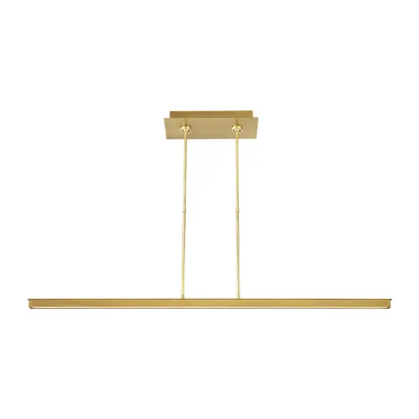 Designed by Mick De Giulio, this 48-inch linear suspension delivers clean, modern illumination with a slender profile that complements rather than dominates. The warm brass finish and integrated LED provide both style and efficiency.