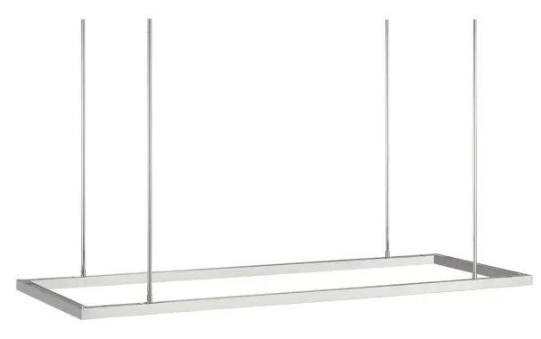 Mick De Giulio's Stagger Linear Suspension delivers sophisticated illumination with its 50-inch slender profile and polished stainless steel finish. The integrated LED provides exceptional light output while the minimalist design complements modern interiors.