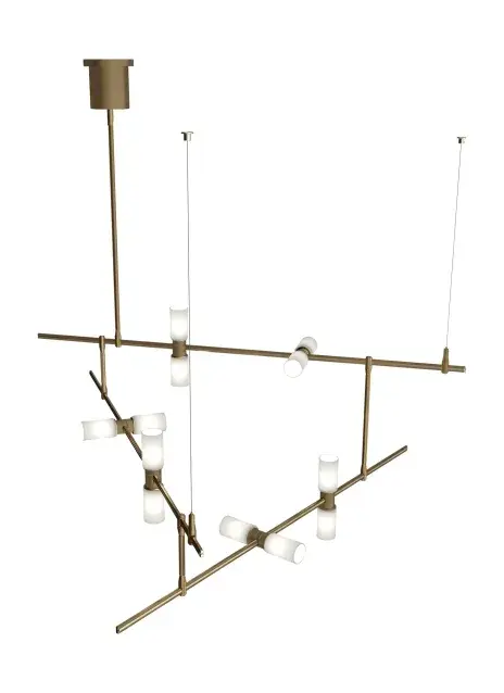 ModernRail LED Chandelier in Aged Brass