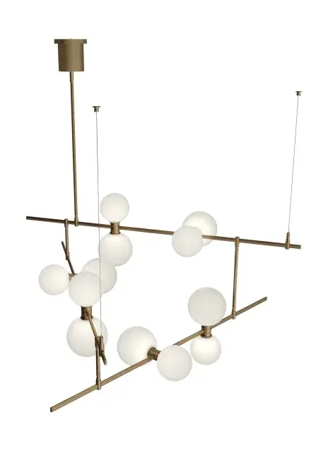 ModernRail LED Chandelier in Aged Brass