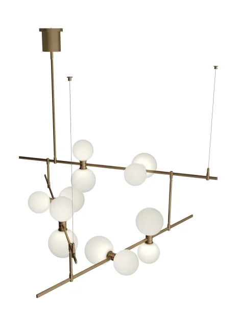 ModernRail LED Chandelier in Aged Brass
