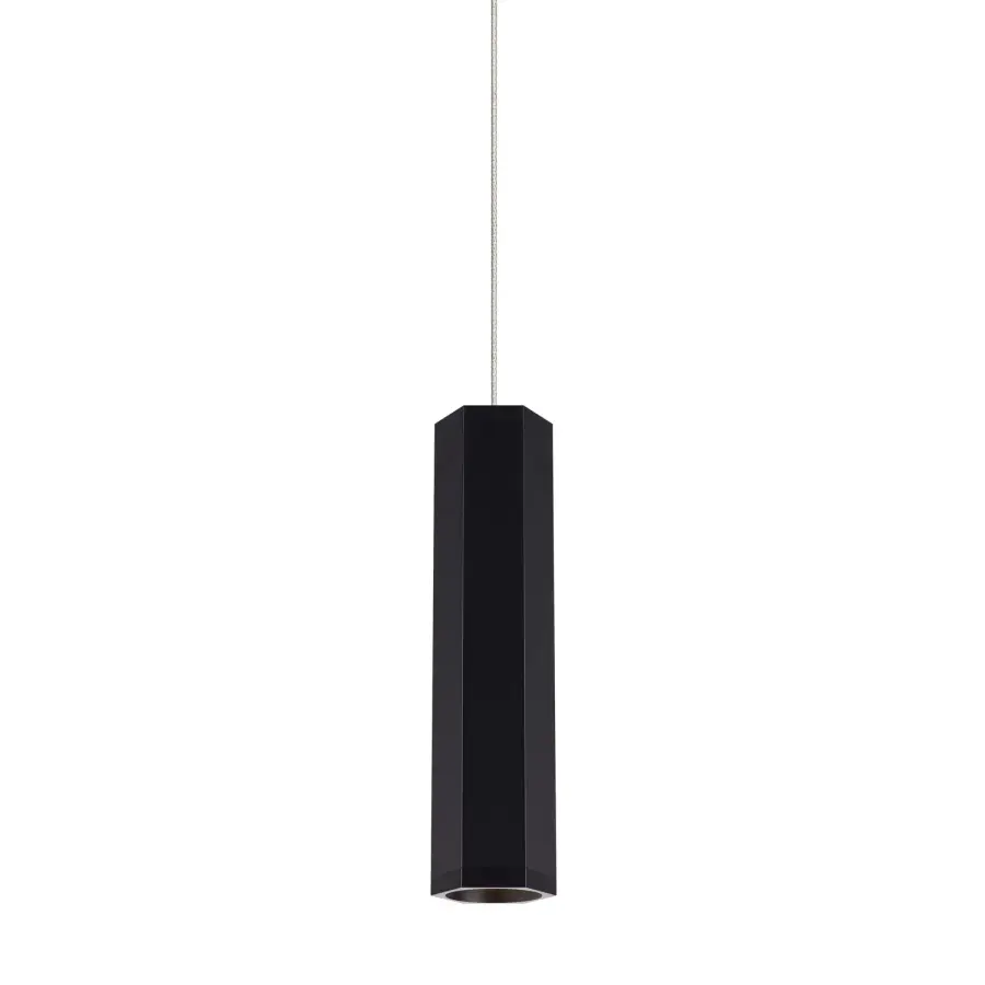 Blok LED Pendant in Matte Black/Satin Nickel