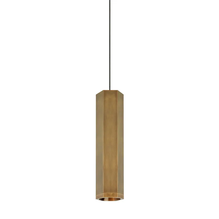 Blok LED Pendant in Aged Brass