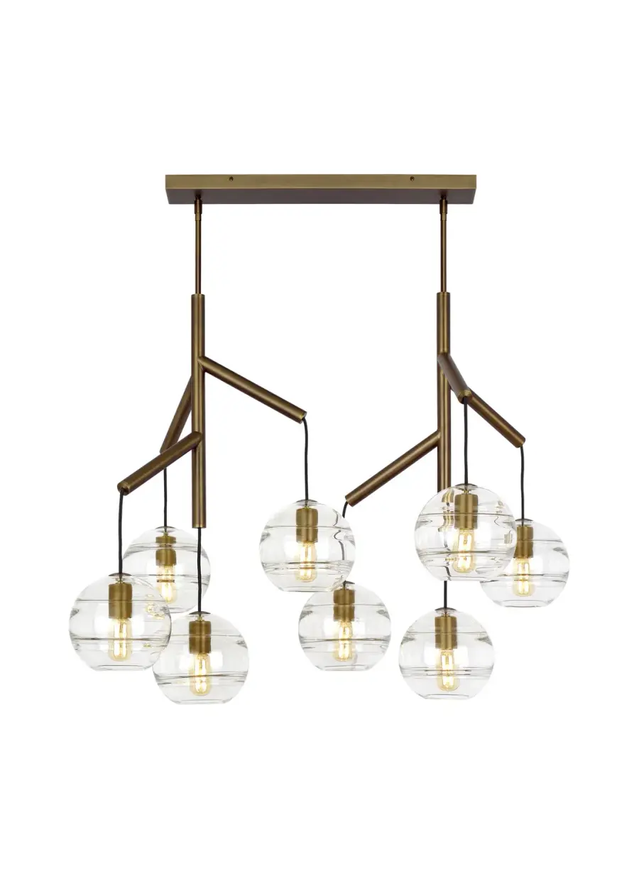 Sedona Eight Light Chandelier in Aged Brass