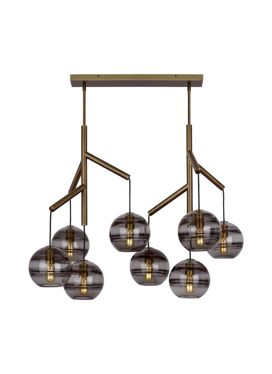 Sedona Eight Light Chandelier in Aged Brass