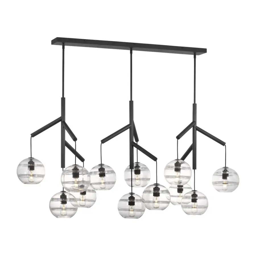 Sedona Triple Linear Chandelier in Nightshade Black