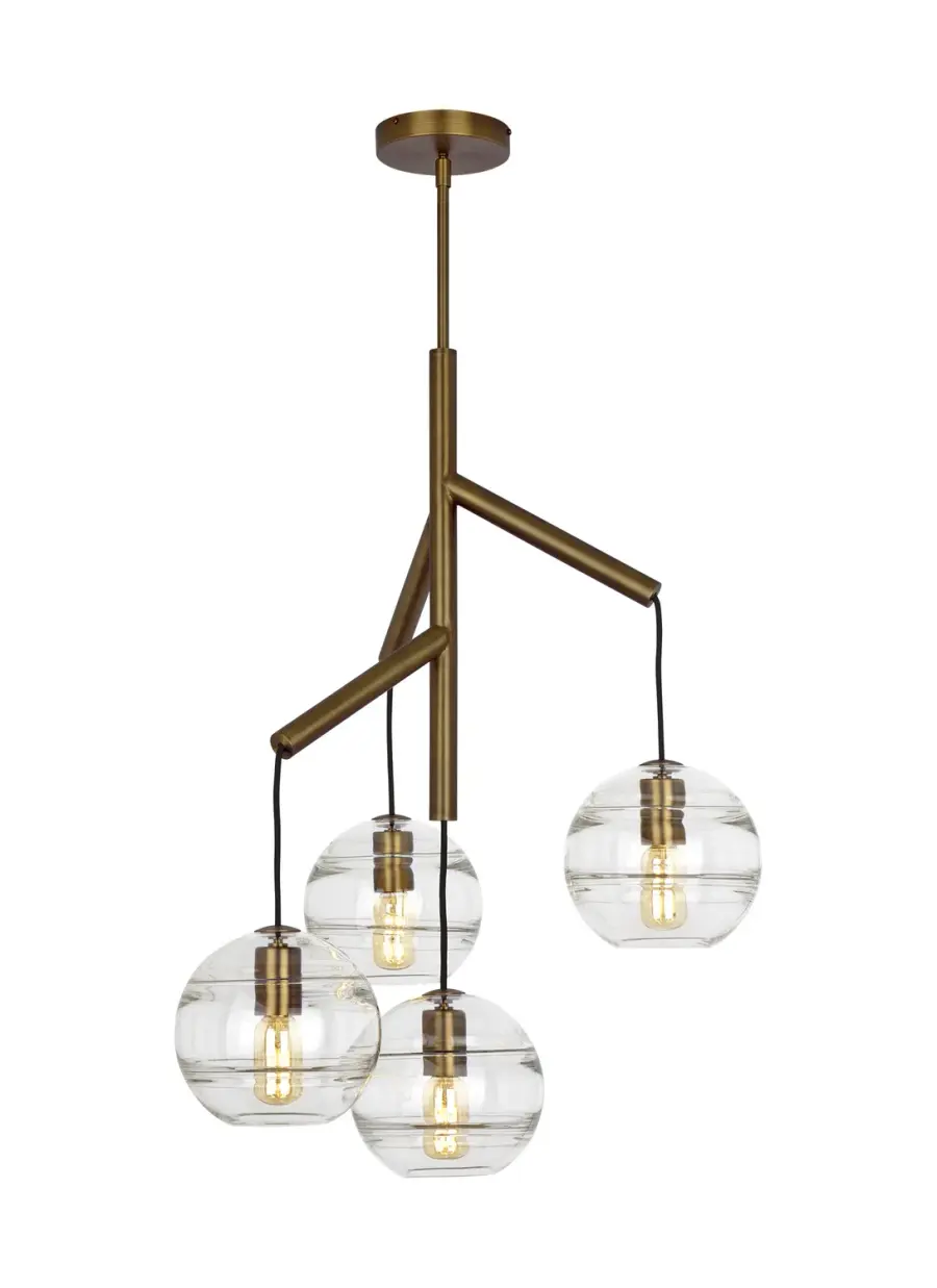 Sedona Four Light Chandelier in Aged Brass