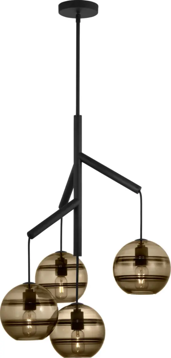 The Sedona chandelier combines contemporary design with artisanal glass craftsmanship. Its transparent smoke glass shade and nightshade black finish create dramatic visual interest while the integrated 2700K LED provides warm, inviting illumination.