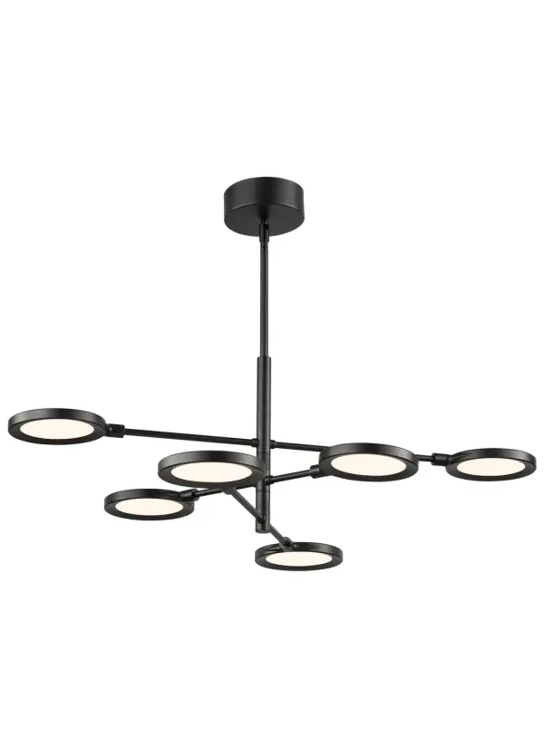 The Spectica chandelier reimagines traditional lighting with fully adjustable arms, rotating heads, and a swiveling canopy for precise light placement. Its integrated LED system delivers energy-efficient illumination with exceptional color rendering.
