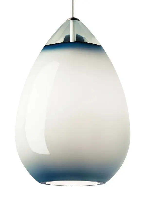 The Alina pendant showcases masterful Polish glassblowing with its smooth teardrop silhouette and warm light diffusion. At 7 inches tall, it's perfectly scaled for multiples over islands or as vanity flanking lights.