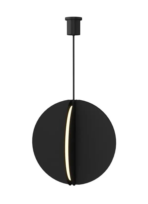 A bold architectural pendant celebrating Bauhaus design principles with four geometric metal fins housing integrated LEDs. The 28-inch scale creates a commanding presence while delivering soft, indirect ambient light perfect for modern interiors.